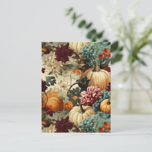 Carte Postale Floral Thanksgiving Motif Vintage (8) (Debout devant)