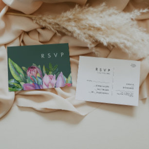 Carte Postale Floral tropical coloré   Mariage vert RSVP