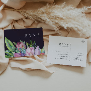 Carte Postale Floral tropical coloré   Mariage violet RSVP