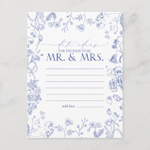 Carte Postale Floral Victorien Bleu & Blanc Français Idées Date