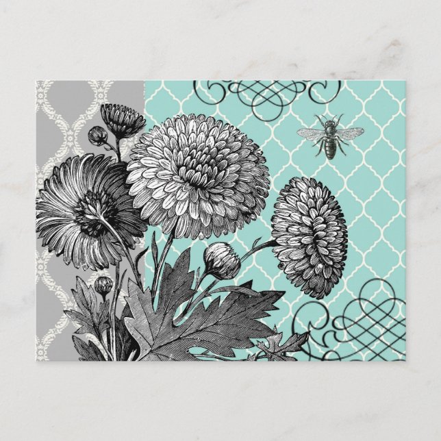 Carte Postale Floral vintage moderne (Devant)