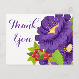 Carte Postale Floral violet Merci Fleurs - Mariage
