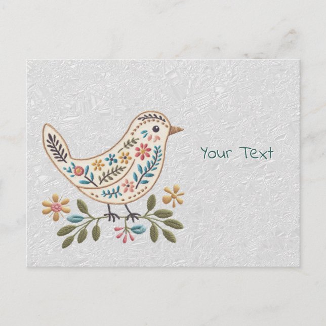 Carte postale florale colorée Little Bird (Devant)