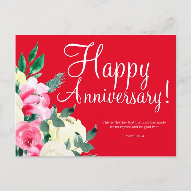 Carte postale florale d'anniversaire de mariage Bi (Devant)