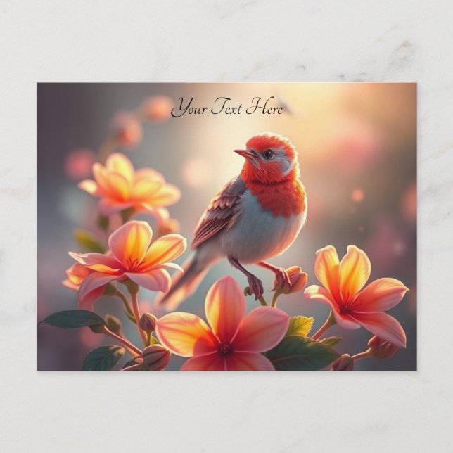 Carte postale florale de l'oiseau orange (Devant)