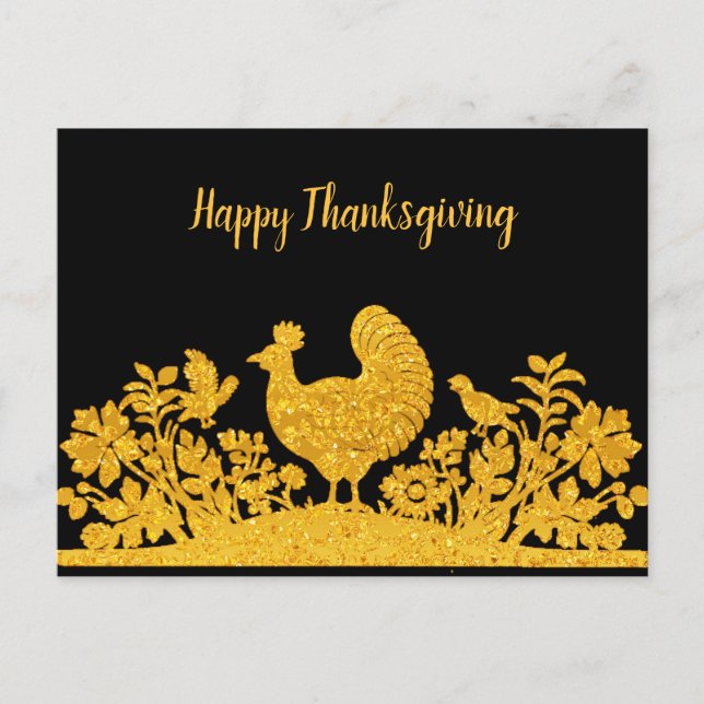 Carte postale Florale de Turquie Thanksgiving or (Devant)