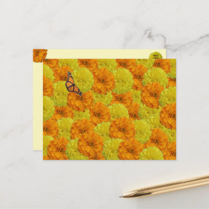 Carte postale florale du papillon monarque et des