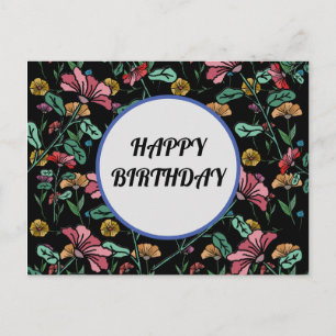 Carte postale florale élégante de joyeux anniversa