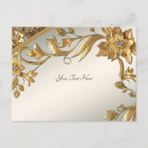 Carte postale Florale Feuille Golden Wavy