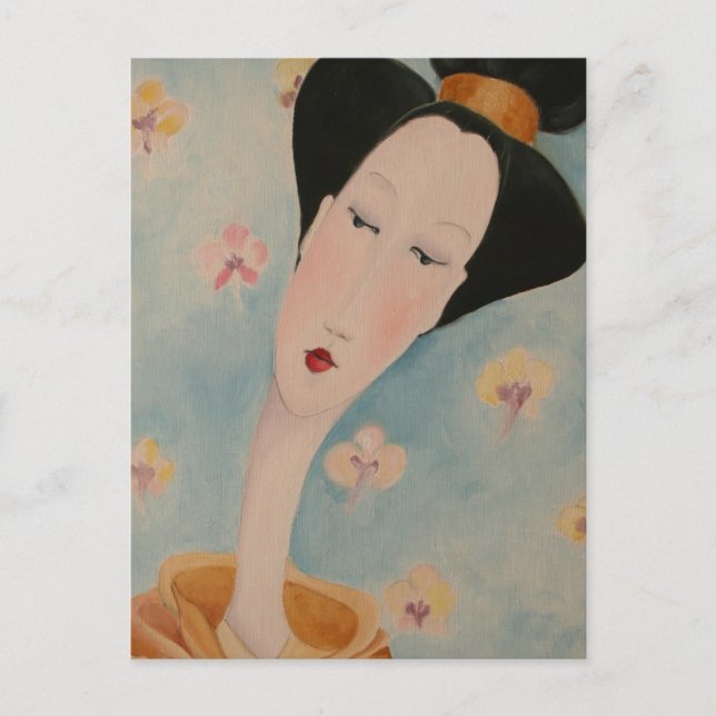 Carte postale florale Geisha (Devant)