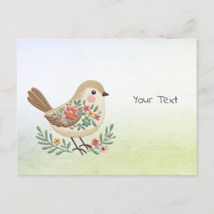 Carte postale florale Little Bird Gold