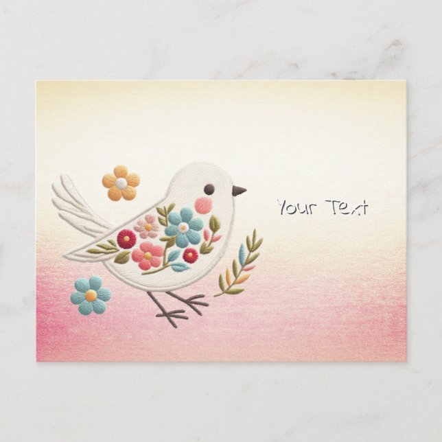 Carte postale florale Little White Bird (Devant)