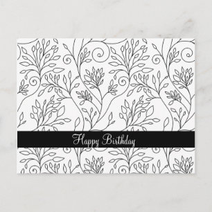 Carte postale florale noir et blanc