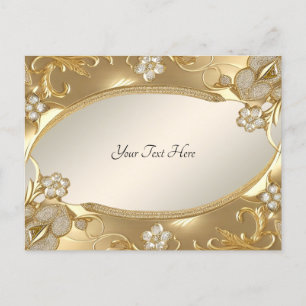 Carte postale florale ornée d'or