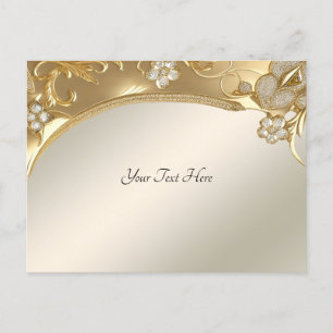 Carte postale florale ornée d'or