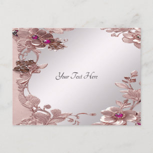 Carte postale florale ornée rose