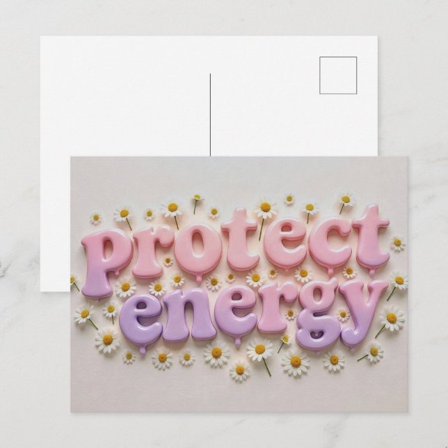 Carte postale florale pastel pour protéger votre é (Devant / Derrière)