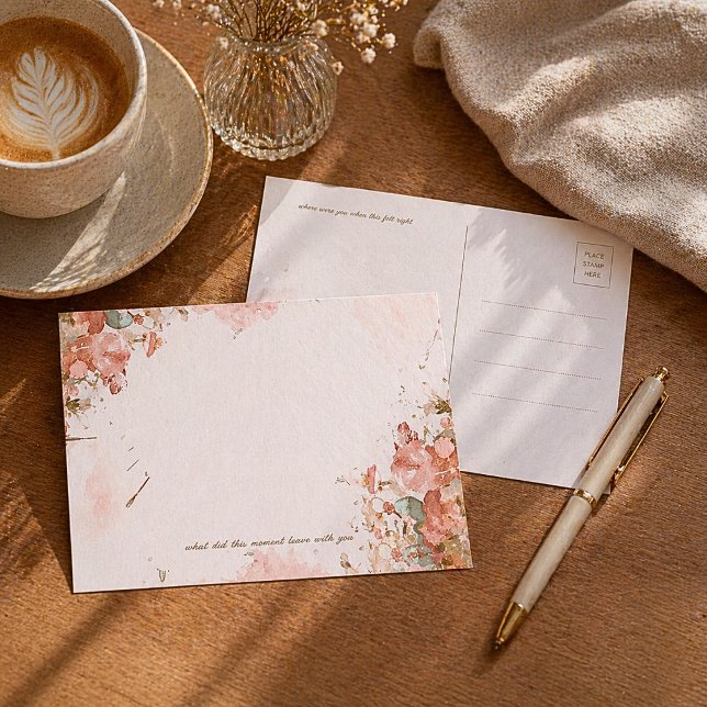 Carte postale florale romantique en aquarelle (Créateur téléchargé)