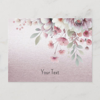 Carte postale florale rose et blanc moderne
