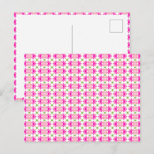 Carte postale florale rose et verte