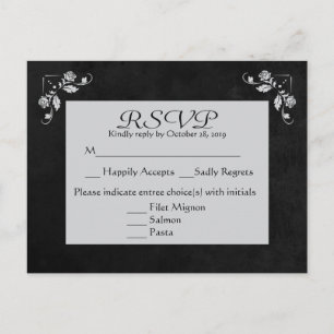 Carte postale Florale RSVP gris et noir