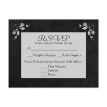 Carte postale Florale RSVP gris et noir