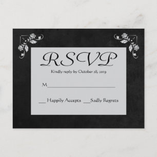 Carte postale Florale RSVP gris et noir