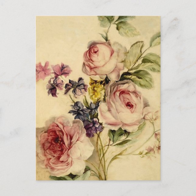 Carte Postale Florales vintages du XVIIIe siècle (Devant)