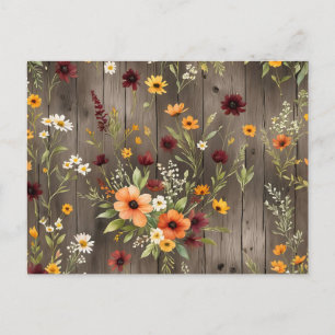 Carte Postale Floraux d'aquarelle rustique avec Fleur sauvage