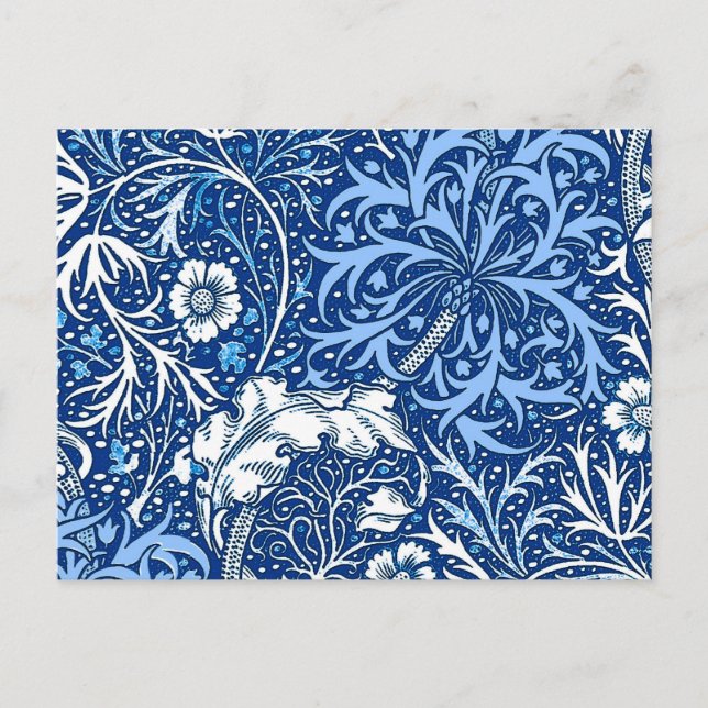 Carte Postale Flore d'algues Art nouveau, bleu et blanc de Cobal (Devant)