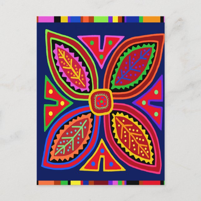Carte Postale Flore de Kuna Indian Mola (Devant)