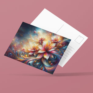 Carte Postale Flore en fantaisie d'IA colorée
