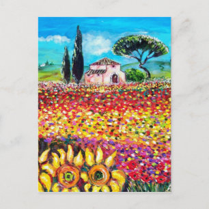 Carte Postale FLORE EN TOSCANE/ Champs, Pépites et tournesols