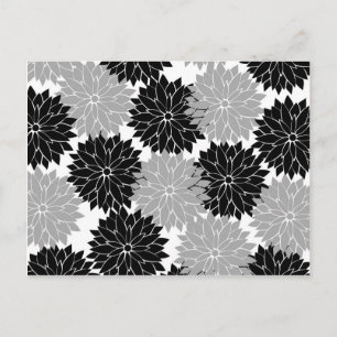 Carte Postale Flore noire et grise cool Impression florale