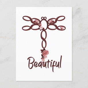 Carte Postale Flore rouge "belle" conception de libellules