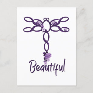 Carte Postale Flore violet "belle" conception de libellules