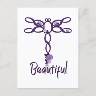 Carte Postale Flore violet "belle" conception de libellules