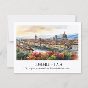 Carte Postale Florence aquarelle skyline Rome Italie modifiable