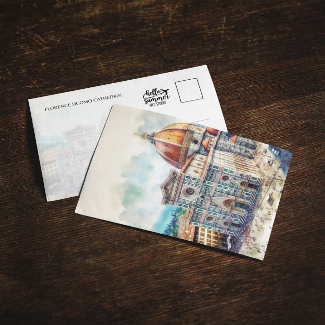 Carte postale Florence Duomo Italie Aquarelle (Créateur téléchargé)