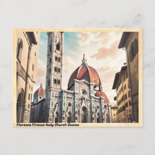 Carte Postale Florence Firenze Italie Eglise Duomo Vintage