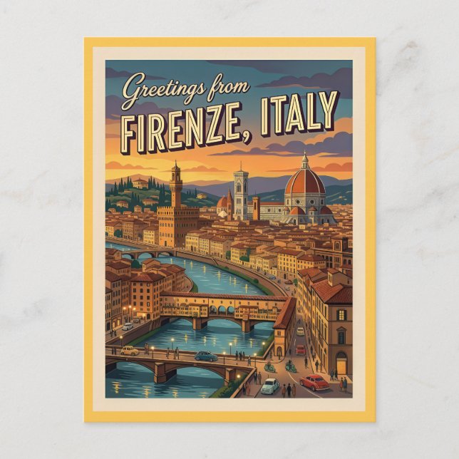 Carte Postale Florence Firenze Italie Salutations  (Devant)