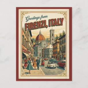 Carte Postale Florence Firenze Italie Salutations Rétro