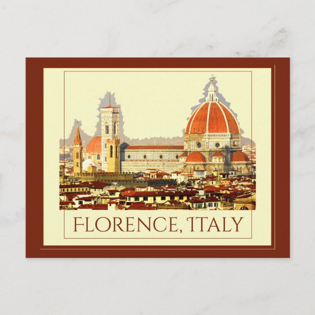 Carte Postale Florence, Italie Affiche de voyage rétrospective (Devant)
