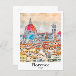 Carte Postale Florence Italie Aquarelle Voyage Croquis main