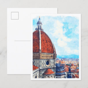 Carte Postale Florence Italie Beau paysage aquarelle