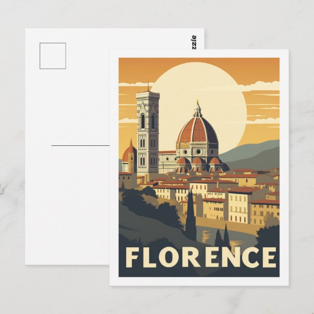 Carte Postale Florence Italie Célèbre Vintage voyage Place (Devant / Derrière)