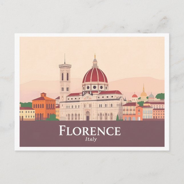 Carte Postale Florence Italie Duomo di Firenze Pastel Travel (Devant)