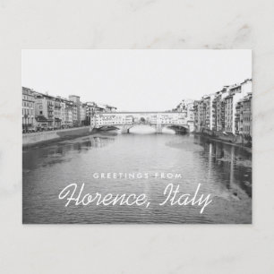 Carte Postale Florence Italie Pont Vecchio en noir et blanc
