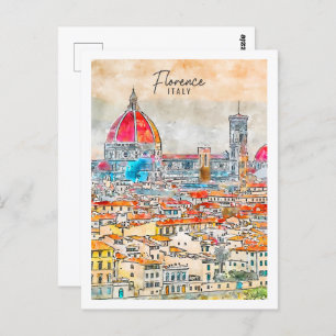 Carte Postale Florence Italie Travel Place Aquarelle