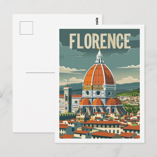 Carte Postale Florence Italie Vintage célèbre Travel Place (Devant / Derrière)